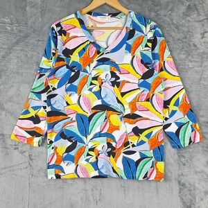 Jess & Jane Top Womens XL Artsy Abstract Art To Wear Colorful Casual Floral